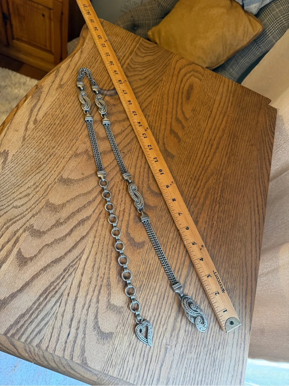 Vintage Silver-Tone Chain Waist Belt with Heart Pendant